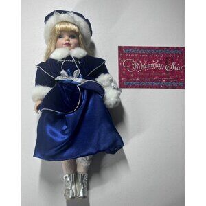 Victorian Star Blue Porcelain Doll With Certificate Of Authenticity 1999 Vintage